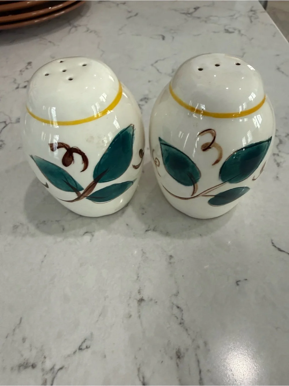 Vintage Stangle Ware Pottery Salt and Pepper Shakers